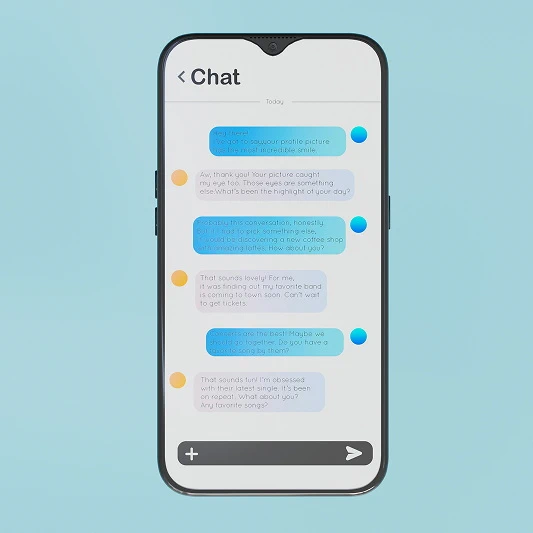 Smartphone showing a chat conversation with multiple messages.