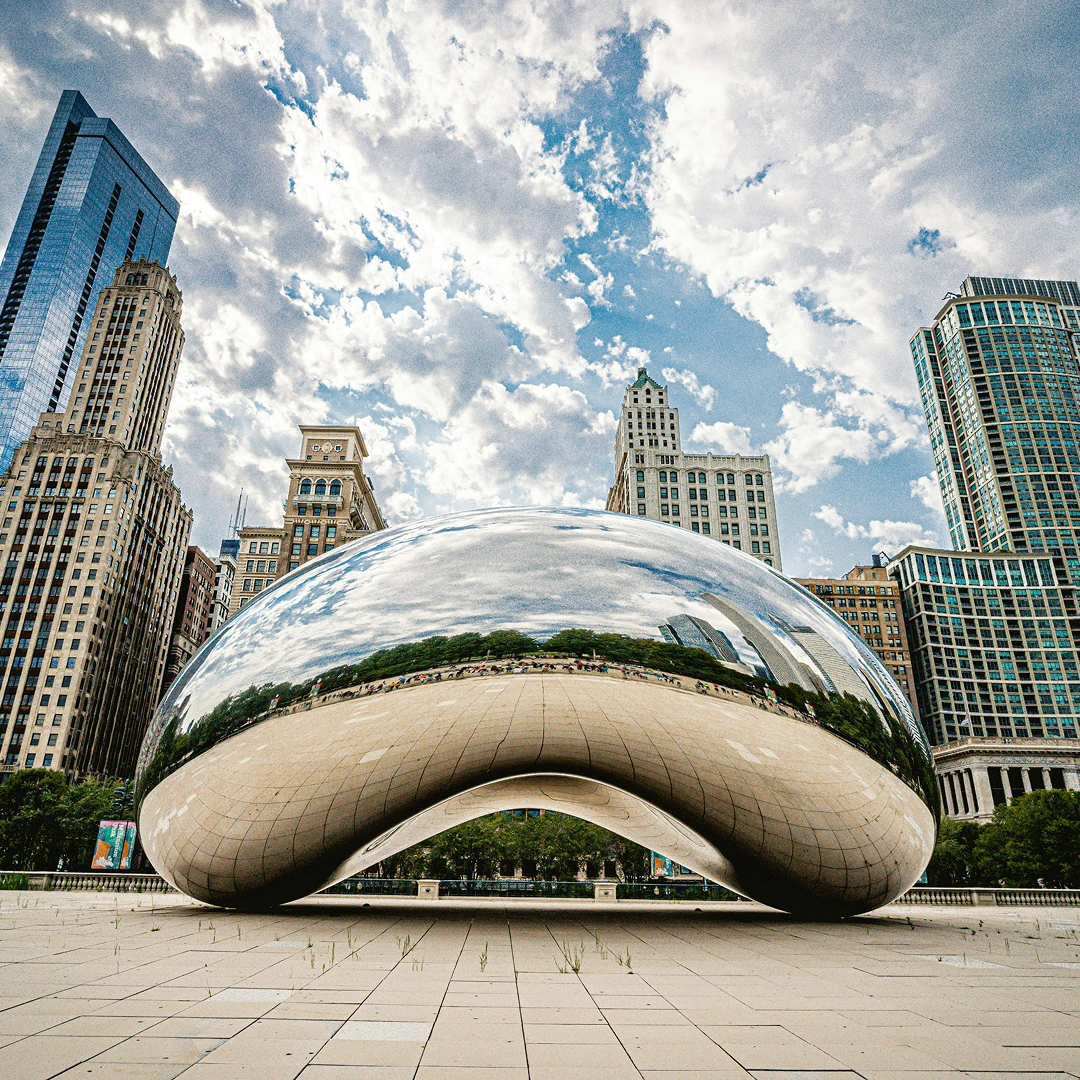 Cloud Gate, a popular public art installation in Chicago's Millennium Park