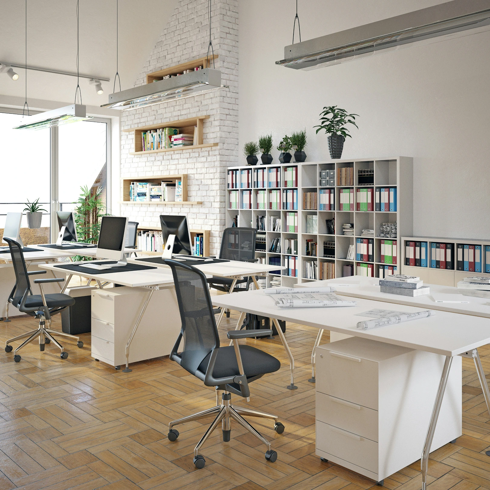 Modern and bright retail call center office