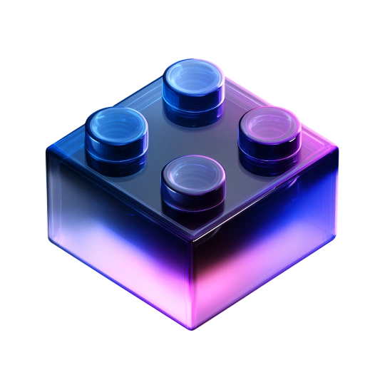 Abstract glowing building block.