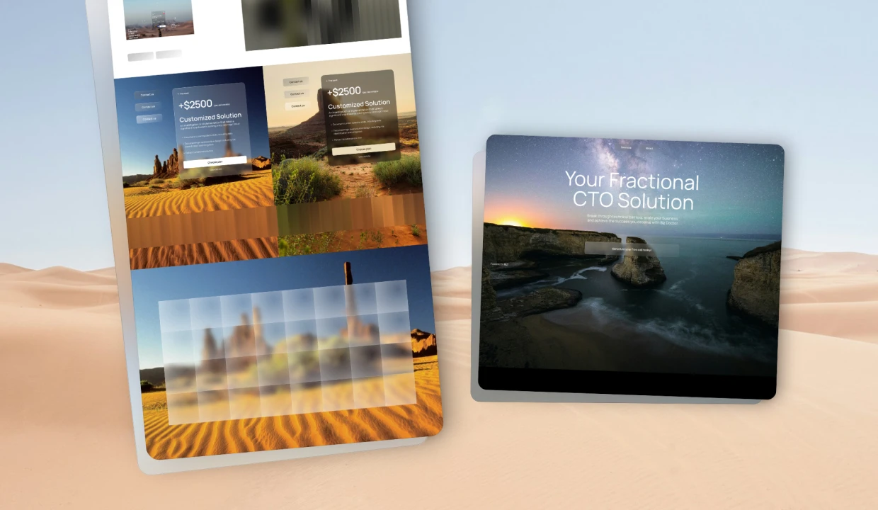 Morether website designs shown on tablets.