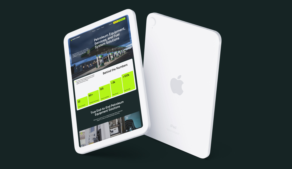 Petro Towery website display on a tablet.