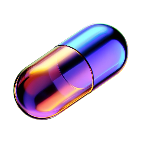 Abstract pharmaceutical capsule with vibrant, shifting colors.