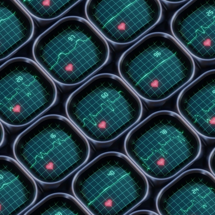 a bunch of monitors displaying heart rates