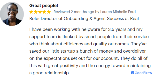 Helpware customer review on GoodFirms