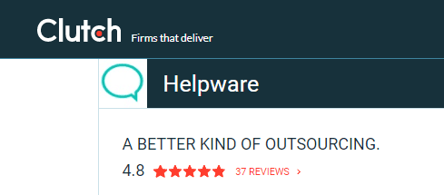 Helpware listed on Clutch, with a 4.8-star rating