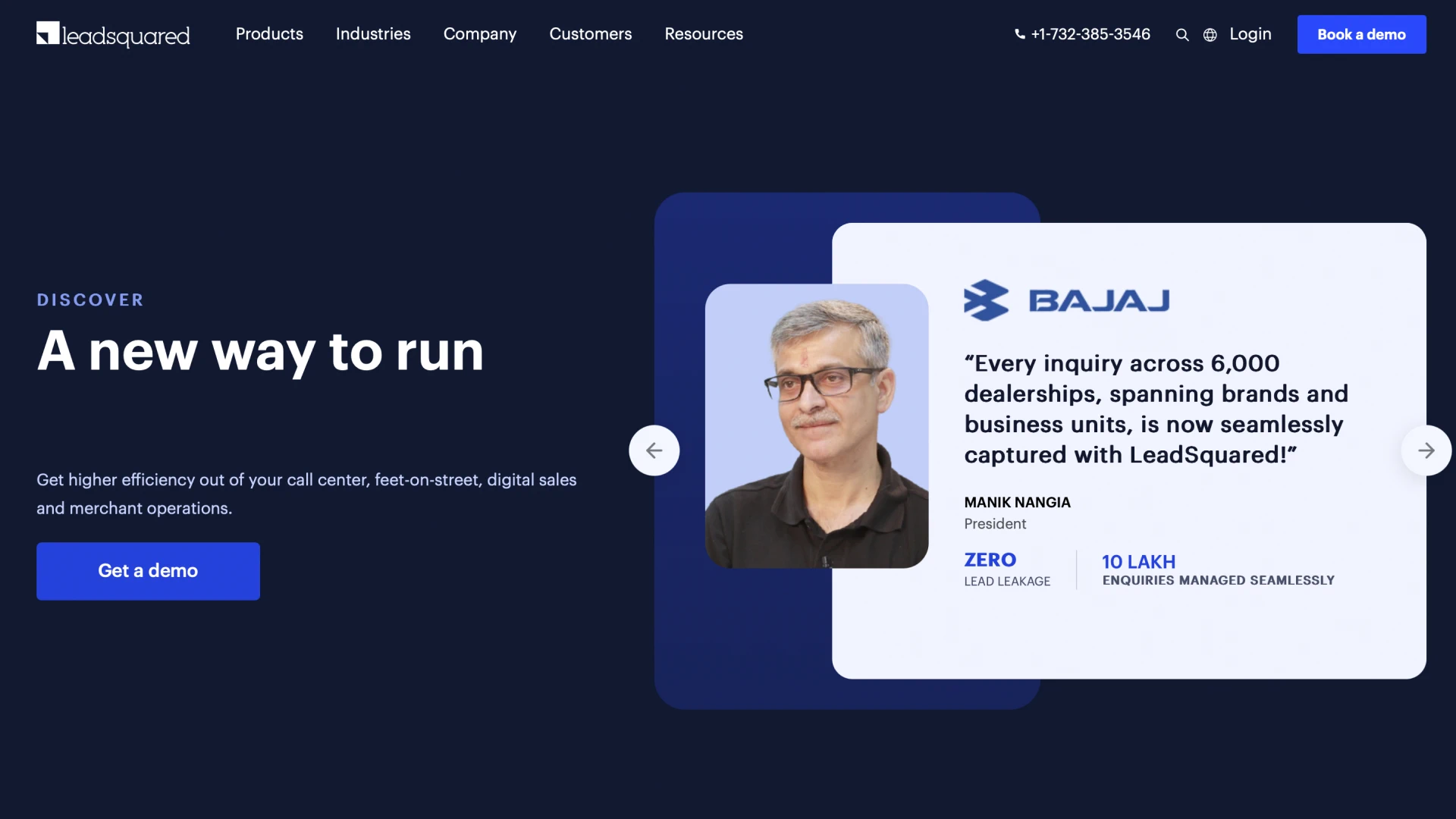 LeadSquared website homepage.