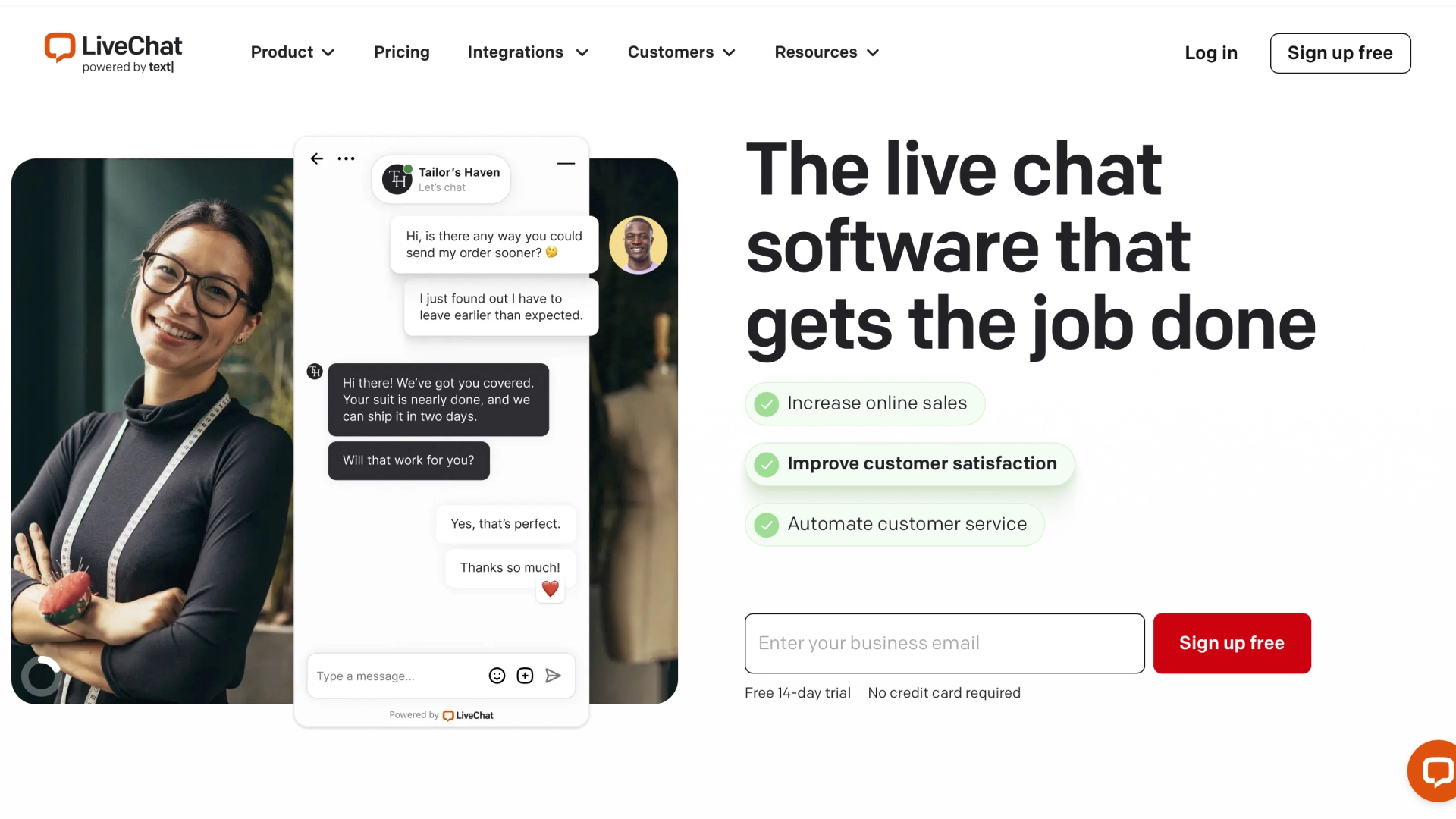 LiveChat website homepage.