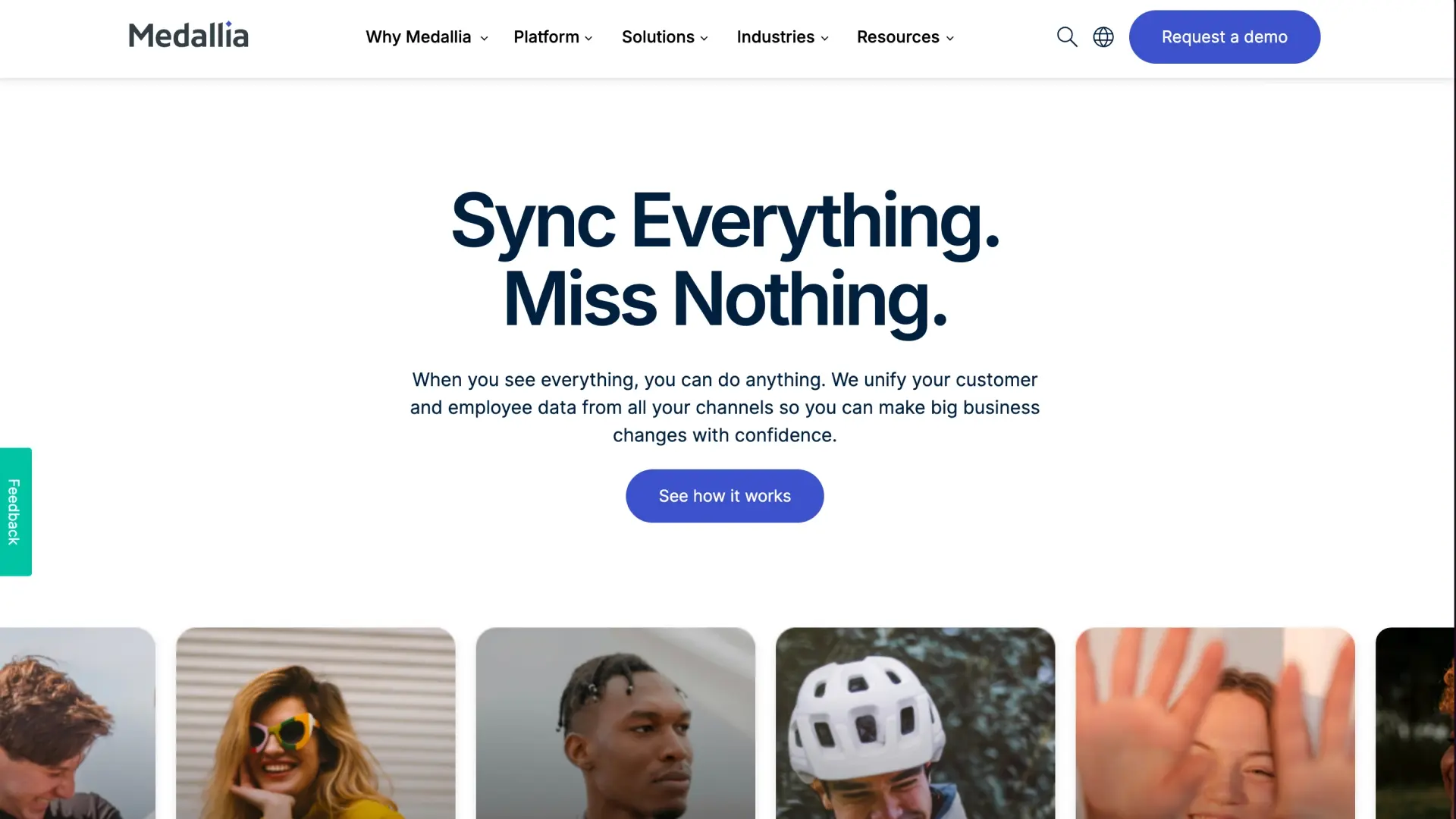 Medallia website homepage.