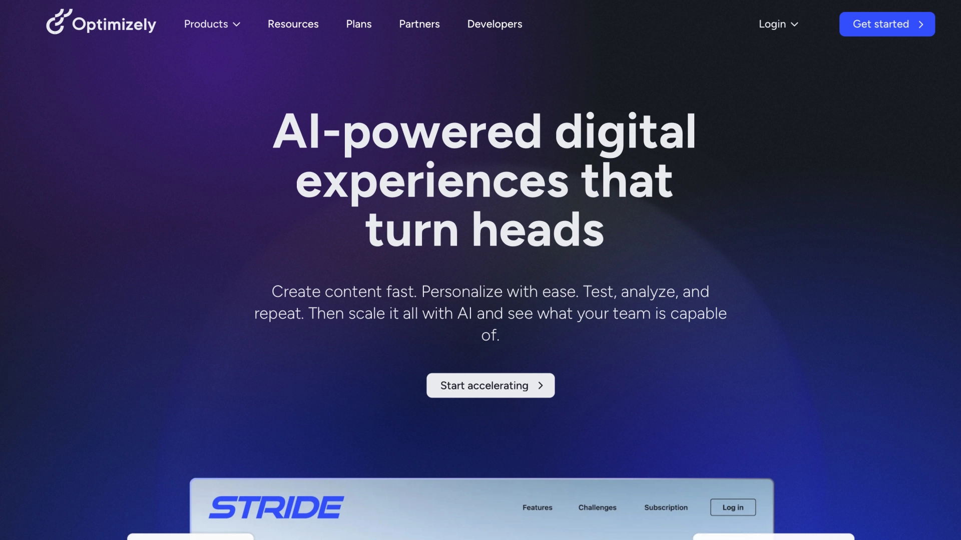 Optimizely website homepage.