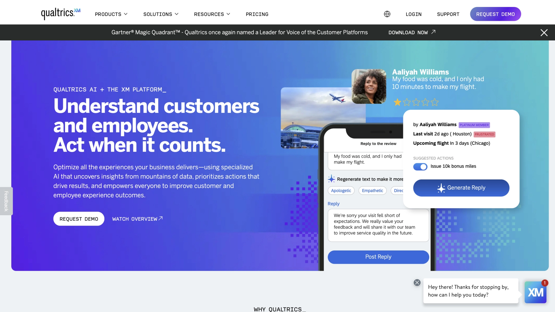 Qualtrics XM website homepage.