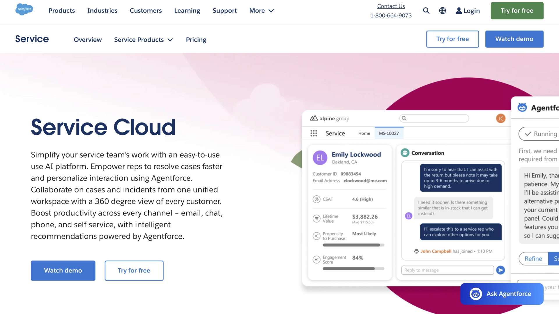 Salesforce website homepage.