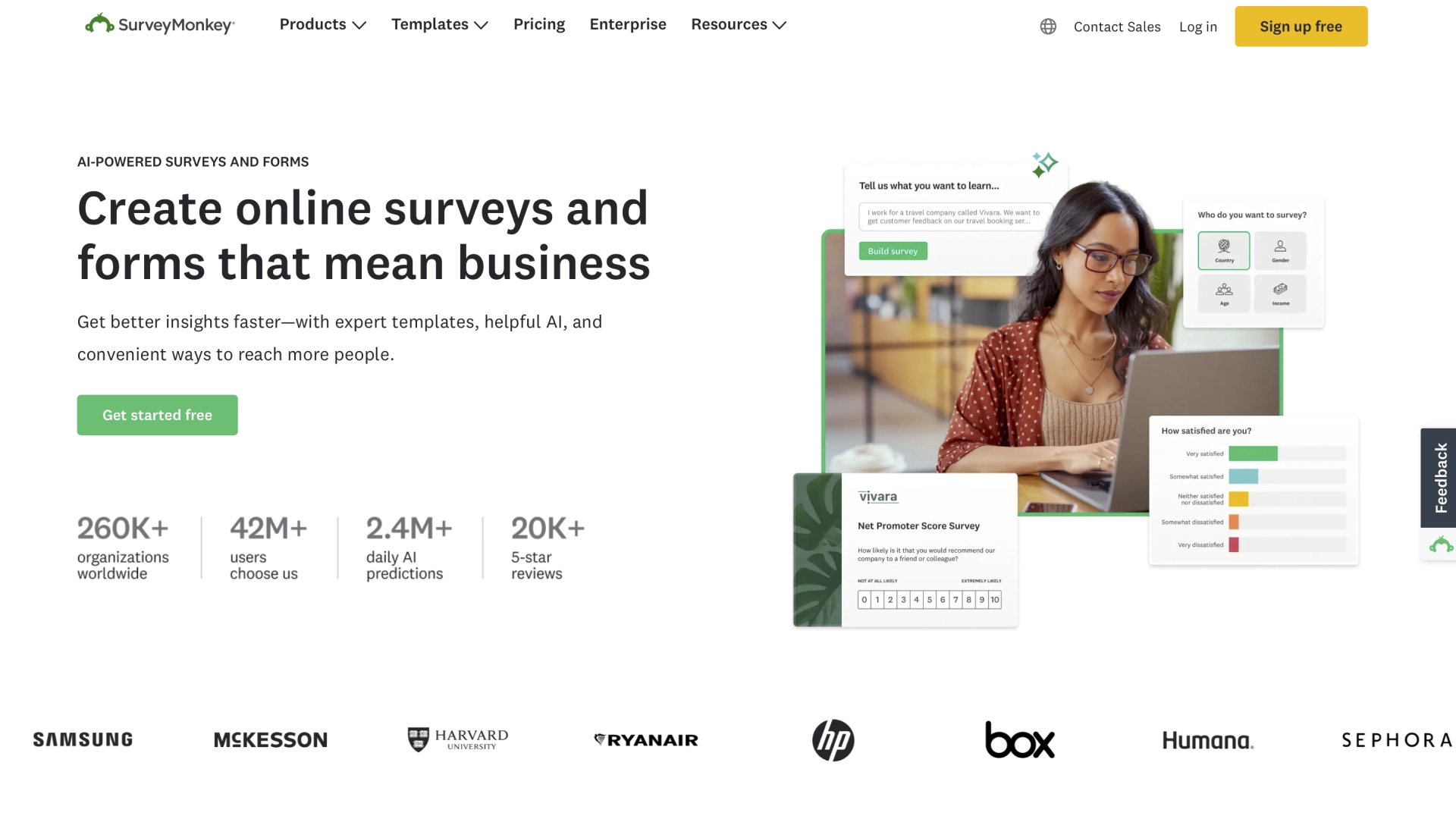 SurveyMonkey website homepage.